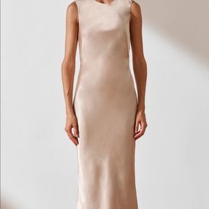 SHONA JOY Bias Sleeveless MIDI Slip Dress in GOLD